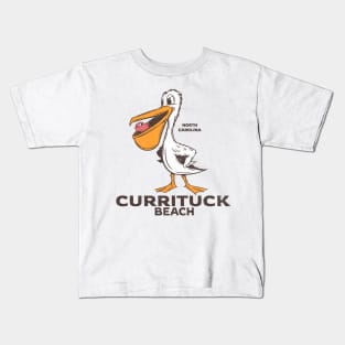 Currituck Beach, NC Summertime Vacationing Pelican & Fish Kids T-Shirt